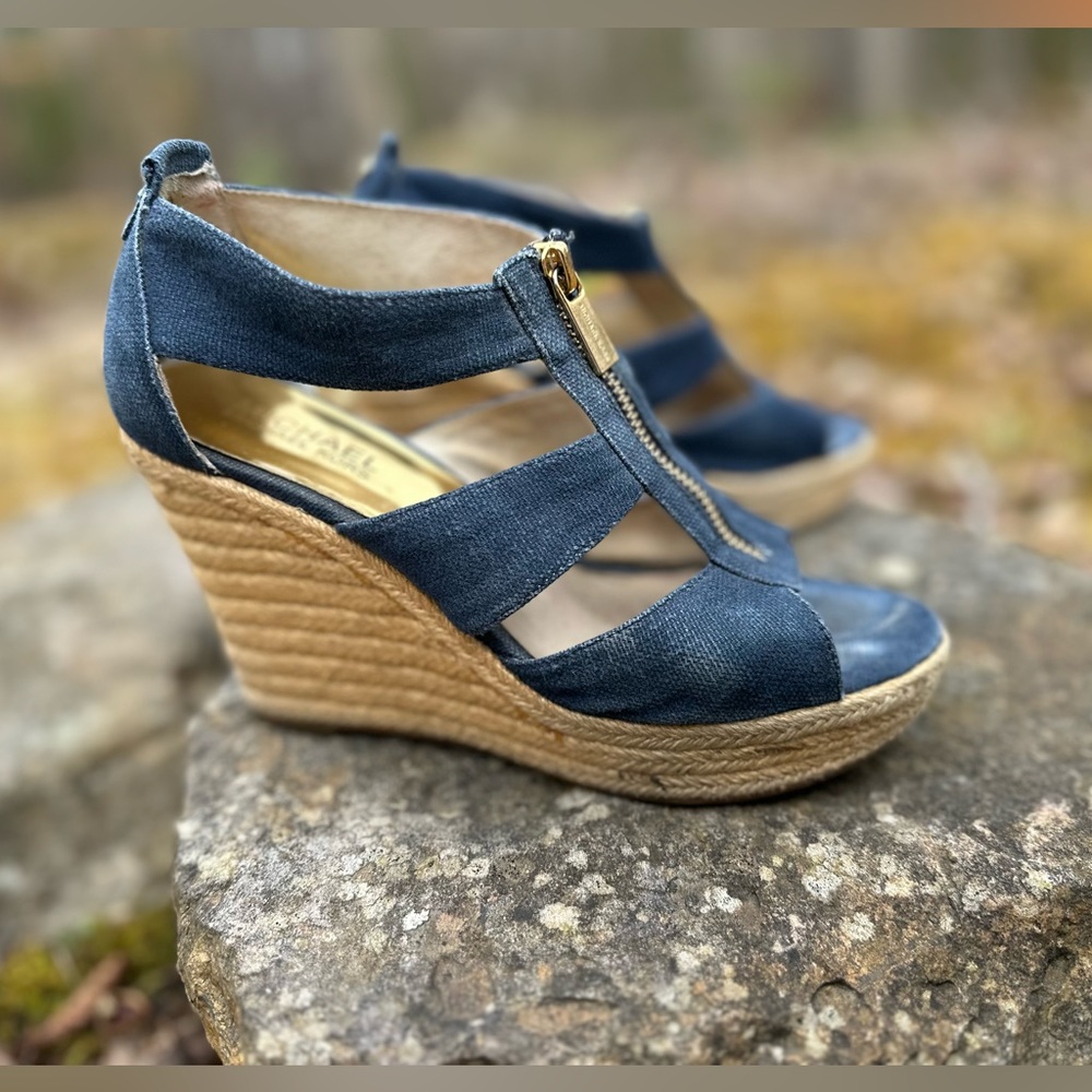 Micheal Kors Damita Wedge | canvas | 7 | Navy